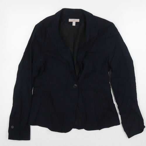 H&M Womens Blue Jacket Blazer Size 10 Button