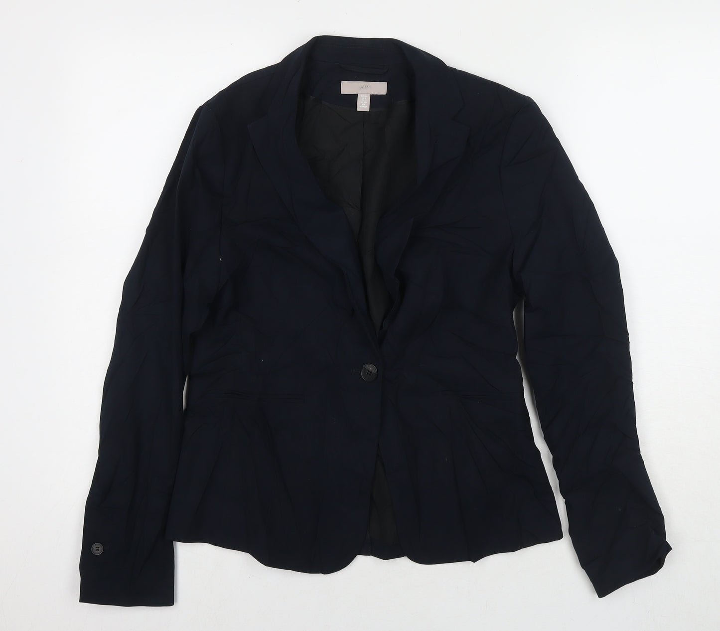 H&M Womens Blue Jacket Blazer Size 10 Button