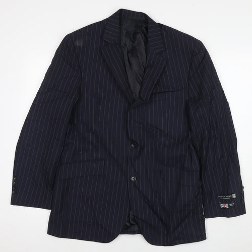 Austin Reed Mens Blue Striped Wool Jacket Suit Jacket Size 40 Regular