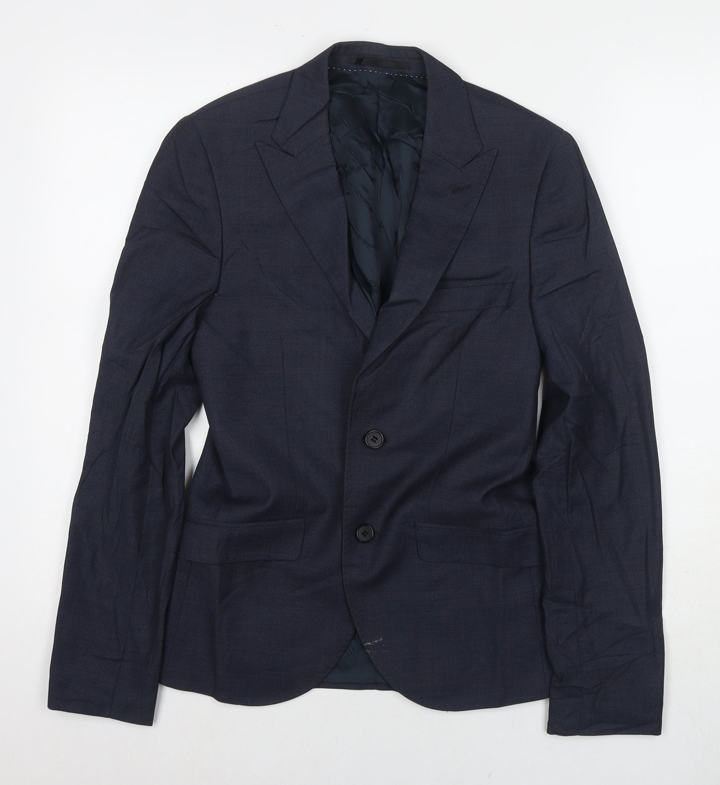 Topman Mens Blue Polyester Jacket Suit Jacket Size 34 Regular