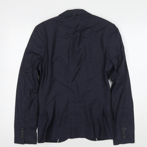 Topman Mens Blue Polyester Jacket Suit Jacket Size 34 Regular