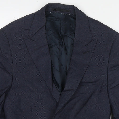 Topman Mens Blue Polyester Jacket Suit Jacket Size 34 Regular