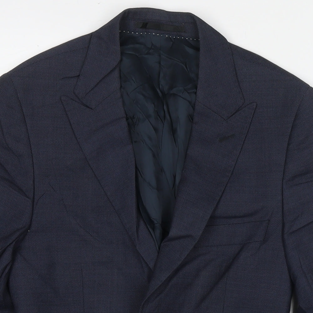 Topman Mens Blue Polyester Jacket Suit Jacket Size 34 Regular