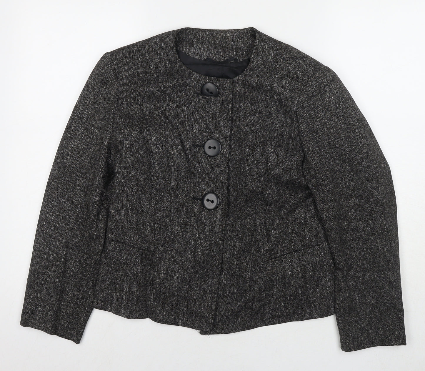 M&Co Womens Grey Jacket Blazer Size 12 Button