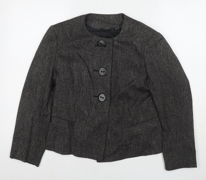 M&Co Womens Grey Jacket Blazer Size 12 Button
