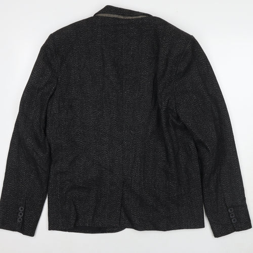 Bellfield Mens Black Jacket Blazer Size L Button