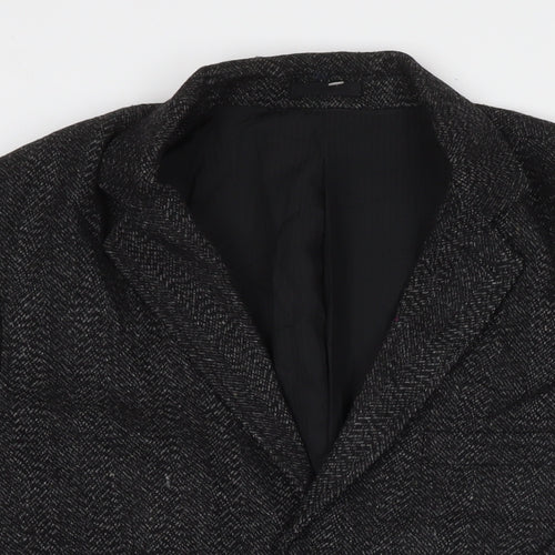 Bellfield Mens Black Jacket Blazer Size L Button