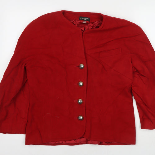 Liberty Womens Red Pea Coat Coat Size 14 Button