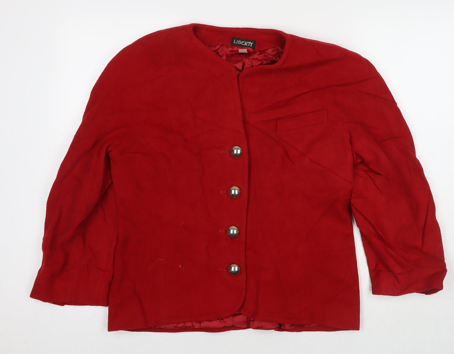 Liberty Womens Red Pea Coat Coat Size 14 Button