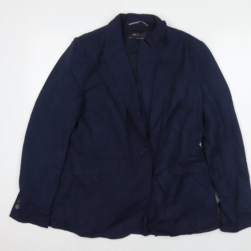 Marks and Spencer Womens Blue Jacket Blazer Size 16 Button