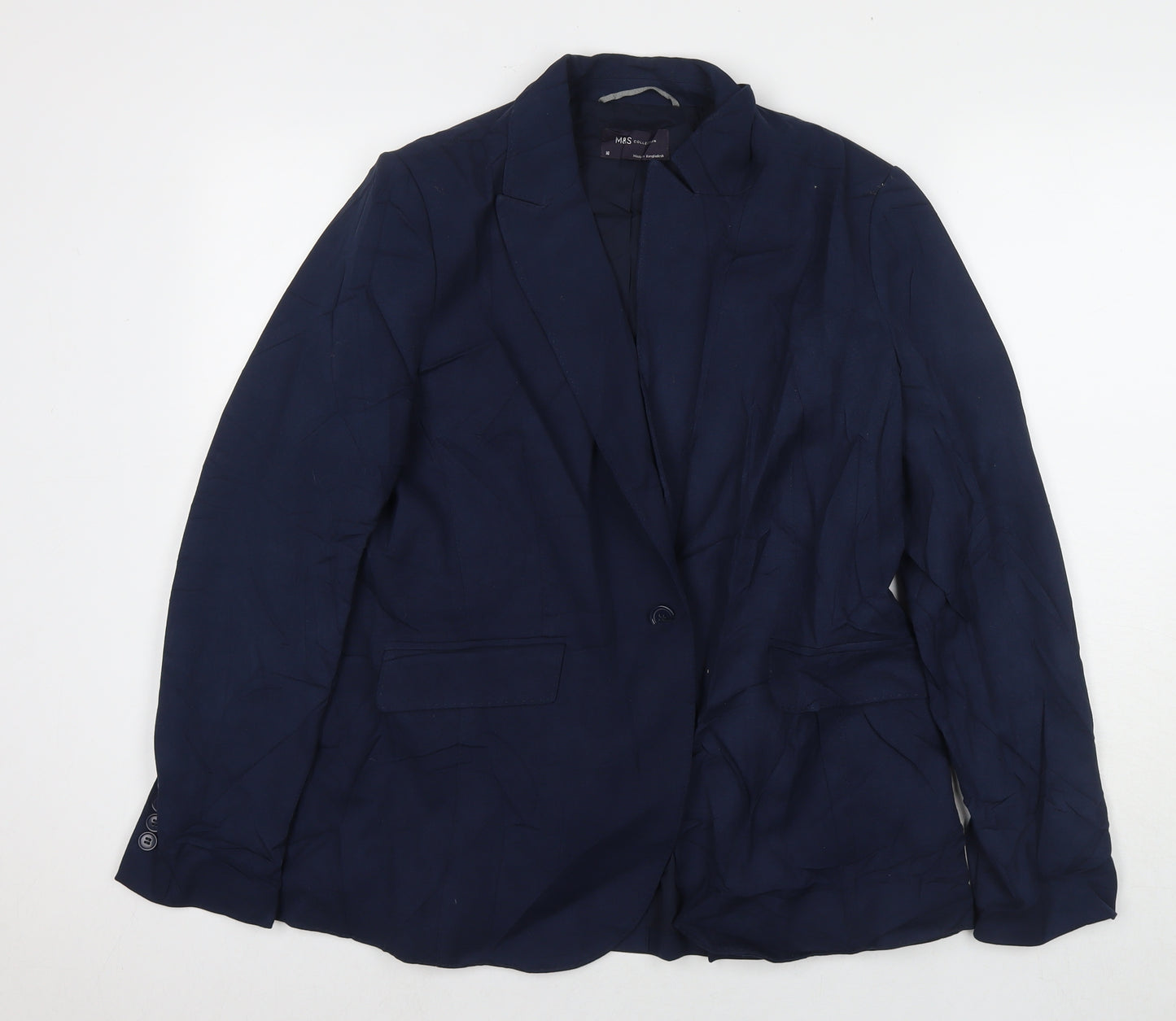 Marks and Spencer Womens Blue Jacket Blazer Size 16 Button