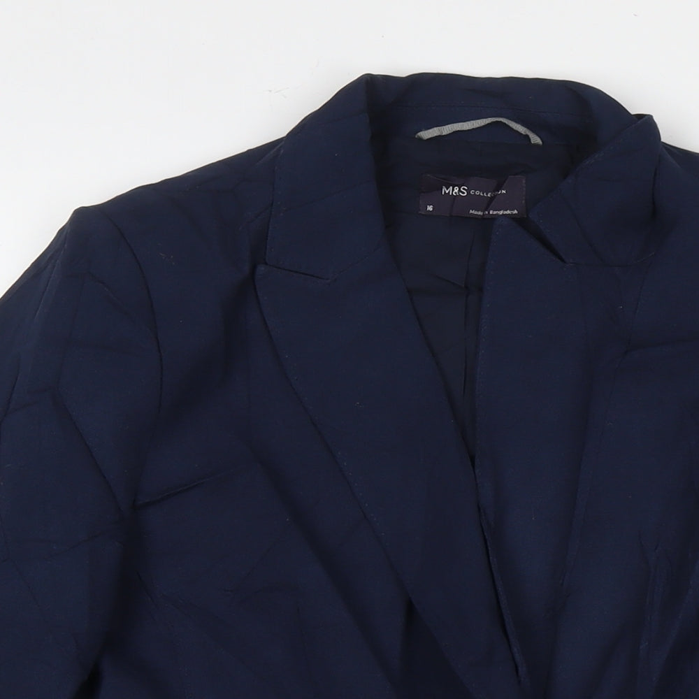 Marks and Spencer Womens Blue Jacket Blazer Size 16 Button