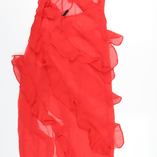As You Womens Red Polyester A-Line Size 8 Halter Tie