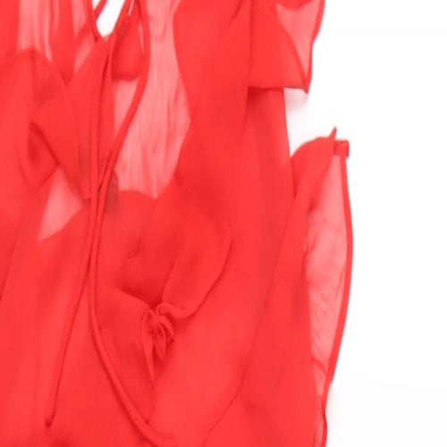 As You Womens Red Polyester A-Line Size 8 Halter Tie