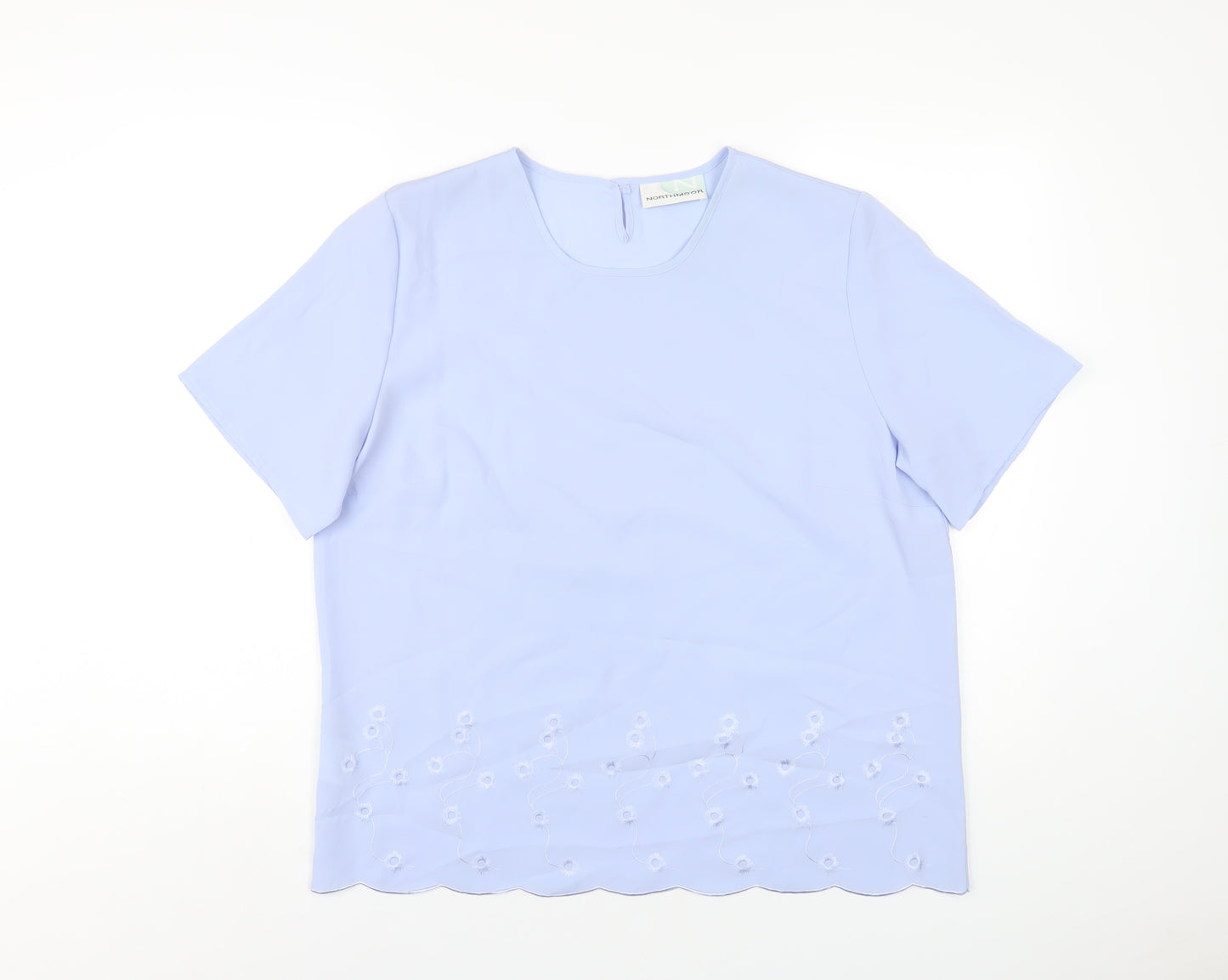 Northmoor Womens Blue Polyester Basic T-Shirt Size 16 Round Neck