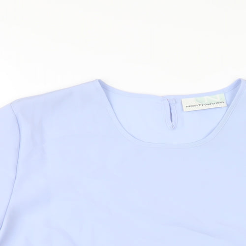 Northmoor Womens Blue Polyester Basic T-Shirt Size 16 Round Neck