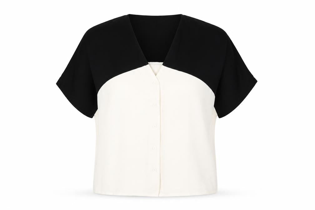 Front view of ASOS women’s white polyester basic t-shirt, size UK 8, v-neck