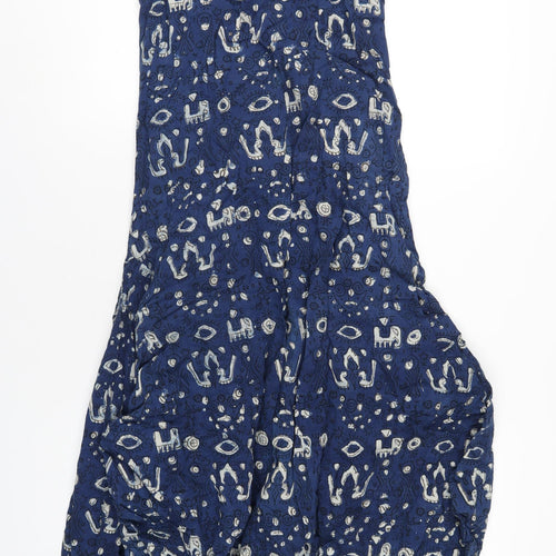 Chim Womens Blue Geometric Cotton Tank Dress Size S Scoop Neck Pullover