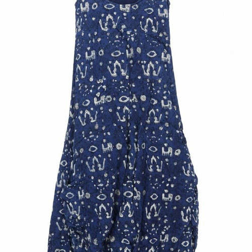 Chim Womens Blue Geometric Cotton Tank Dress Size S Scoop Neck Pullover