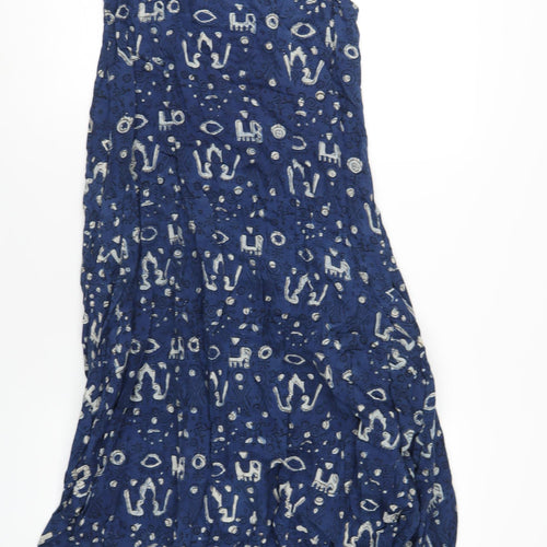 Chim Womens Blue Geometric Cotton Tank Dress Size S Scoop Neck Pullover