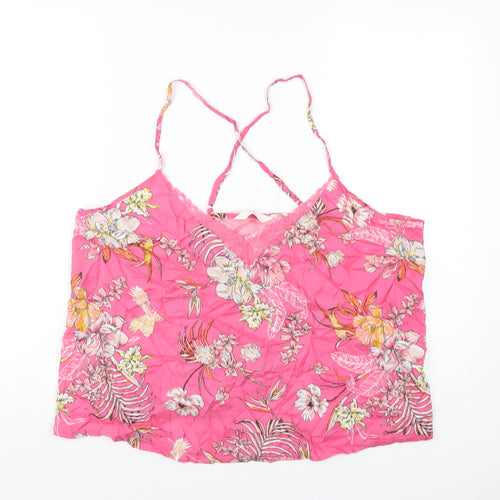 Marks and Spencer Womens Pink Floral Viscose Cami Pyjama Top Size 20