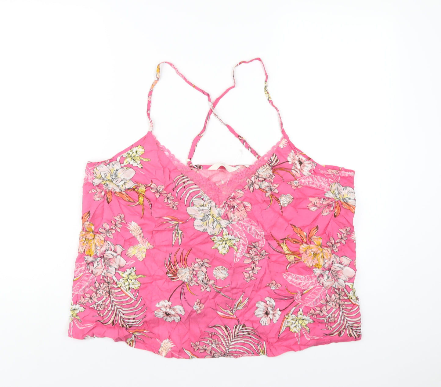 Marks and Spencer Womens Pink Floral Viscose Cami Pyjama Top Size 20