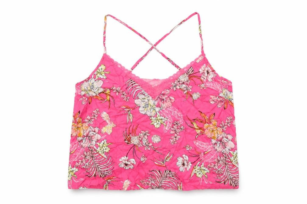 Marks and Spencer Womens Pink Floral Viscose Cami Pyjama Top Size 20