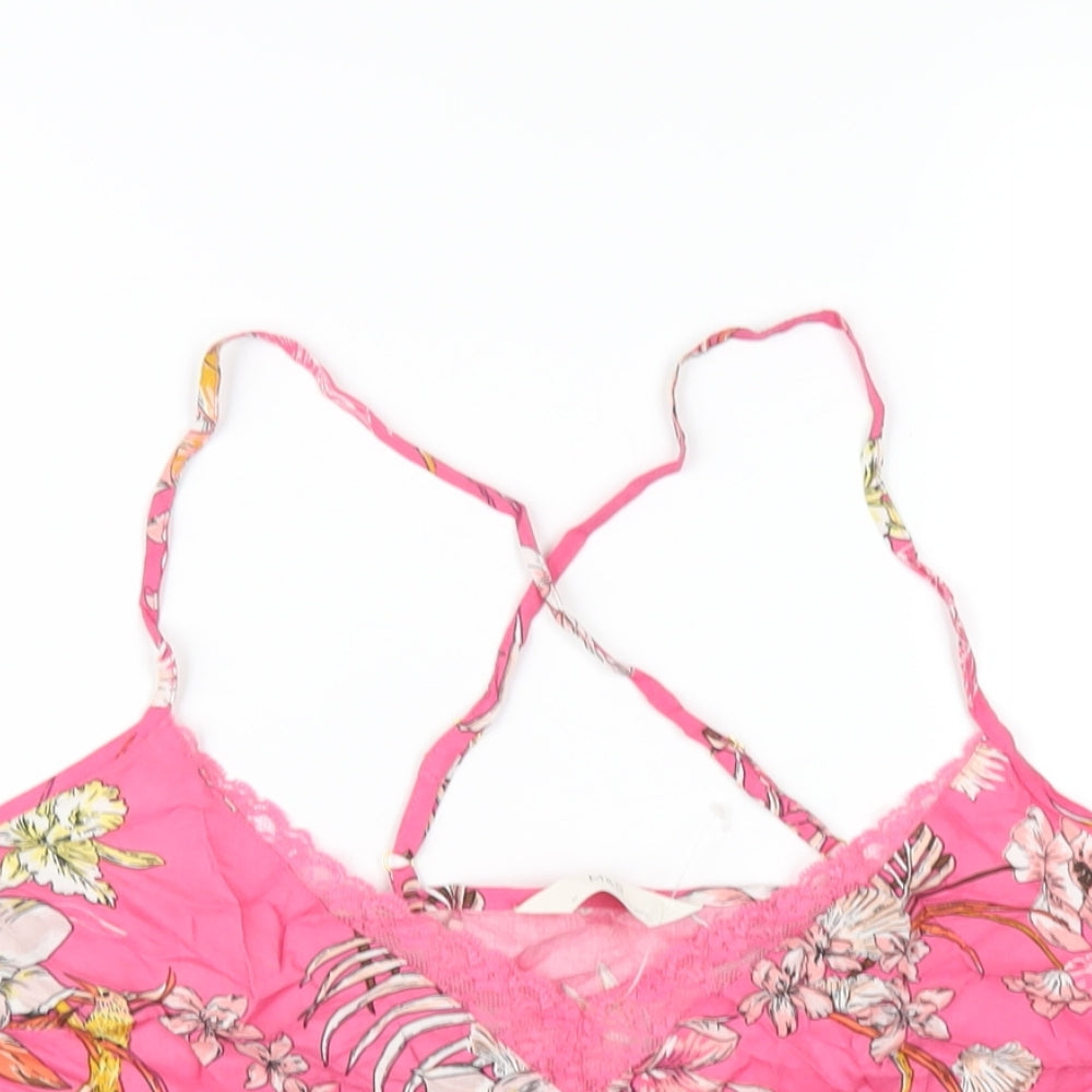 Marks and Spencer Womens Pink Floral Viscose Cami Pyjama Top Size 20