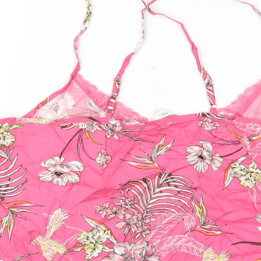 Marks and Spencer Womens Pink Floral Viscose Cami Pyjama Top Size 20