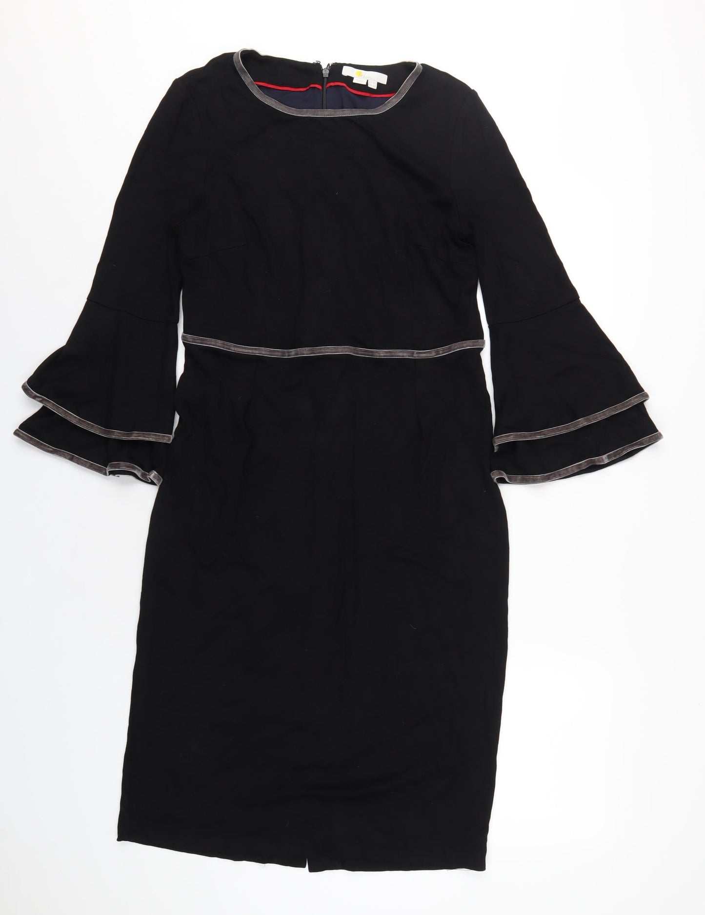 Boden Womens Black Viscose A-Line Size 14 Round Neck Zip