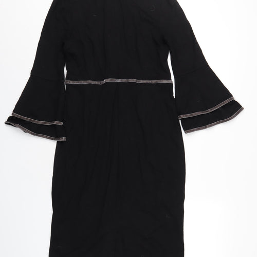 Boden Womens Black Viscose A-Line Size 14 Round Neck Zip