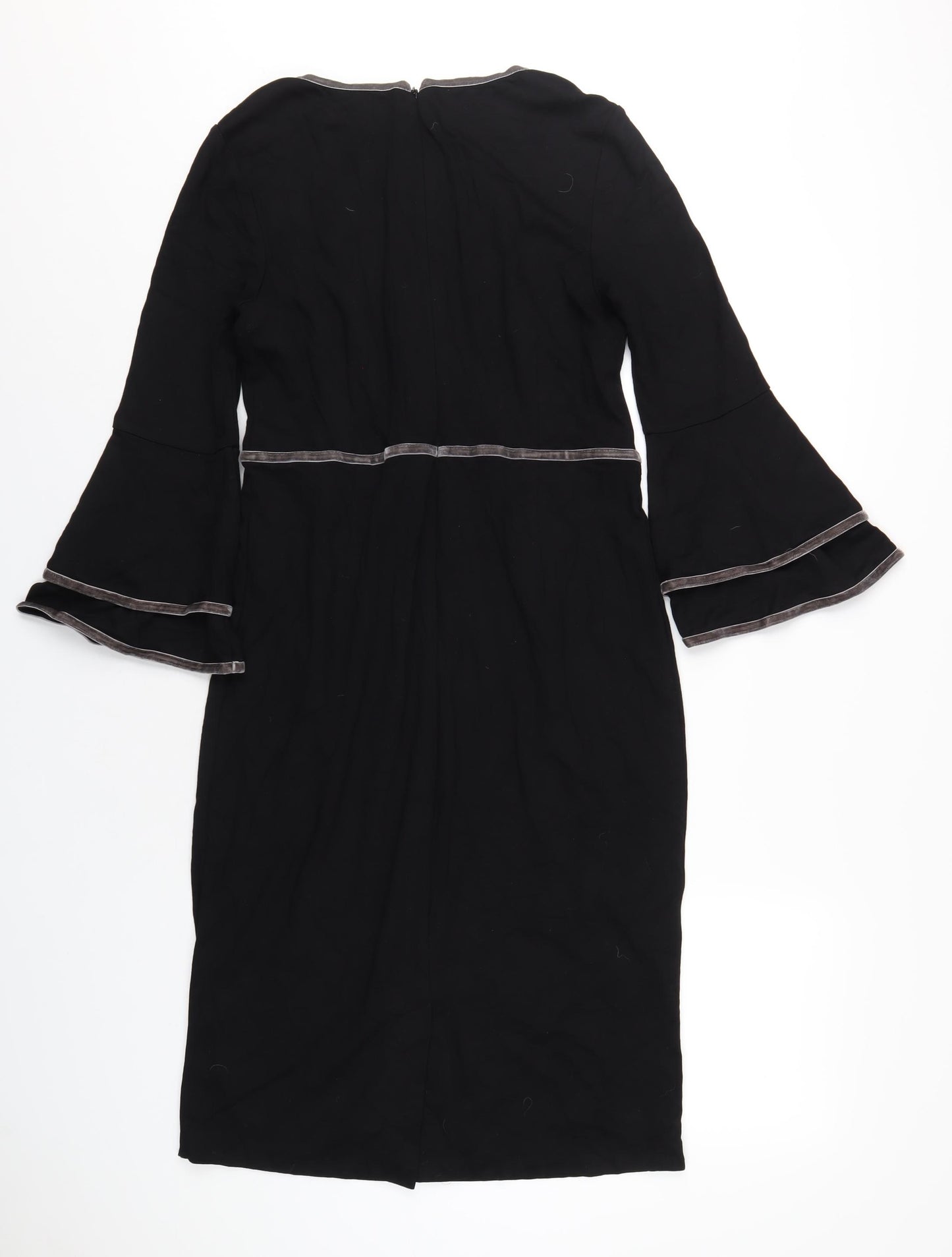 Boden Womens Black Viscose A-Line Size 14 Round Neck Zip