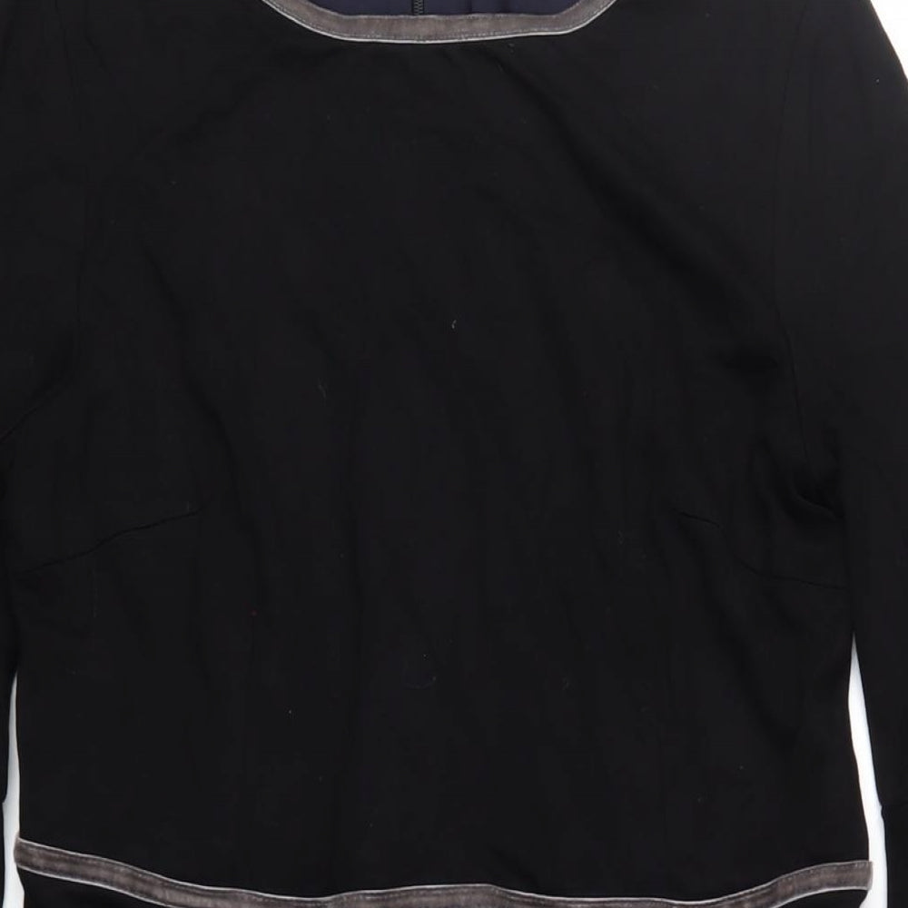Boden Womens Black Viscose A-Line Size 14 Round Neck Zip