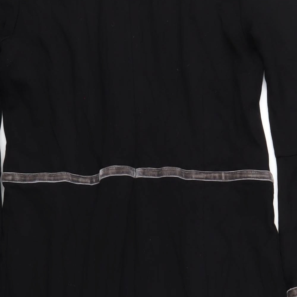 Boden Womens Black Viscose A-Line Size 14 Round Neck Zip