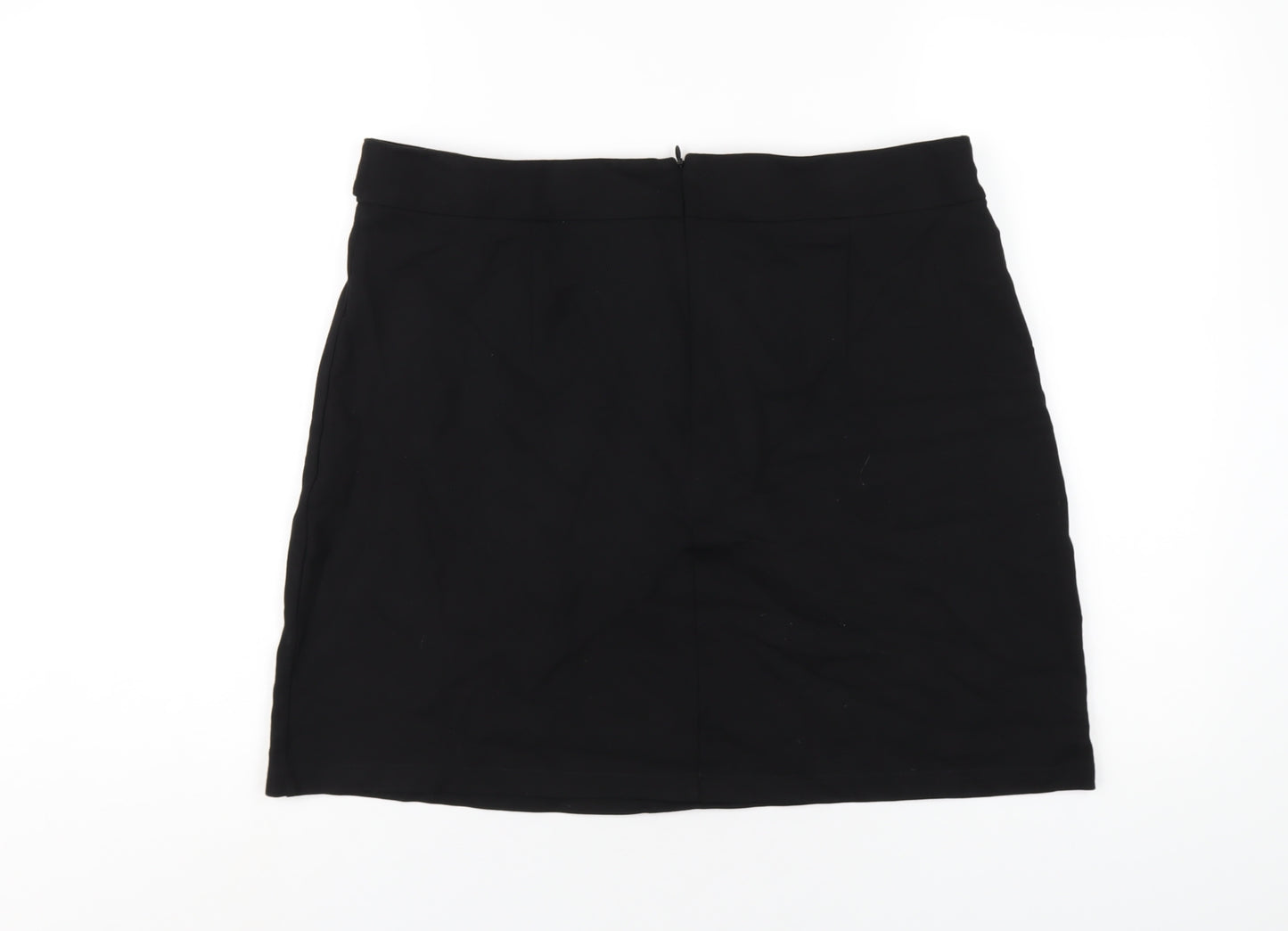 Dorothy Perkins Womens Black Viscose A-Line Skirt Size 16 Zip