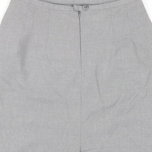 Marks and Spencer Womens Grey Polyester Straight & Pencil Skirt Size 10 Zip