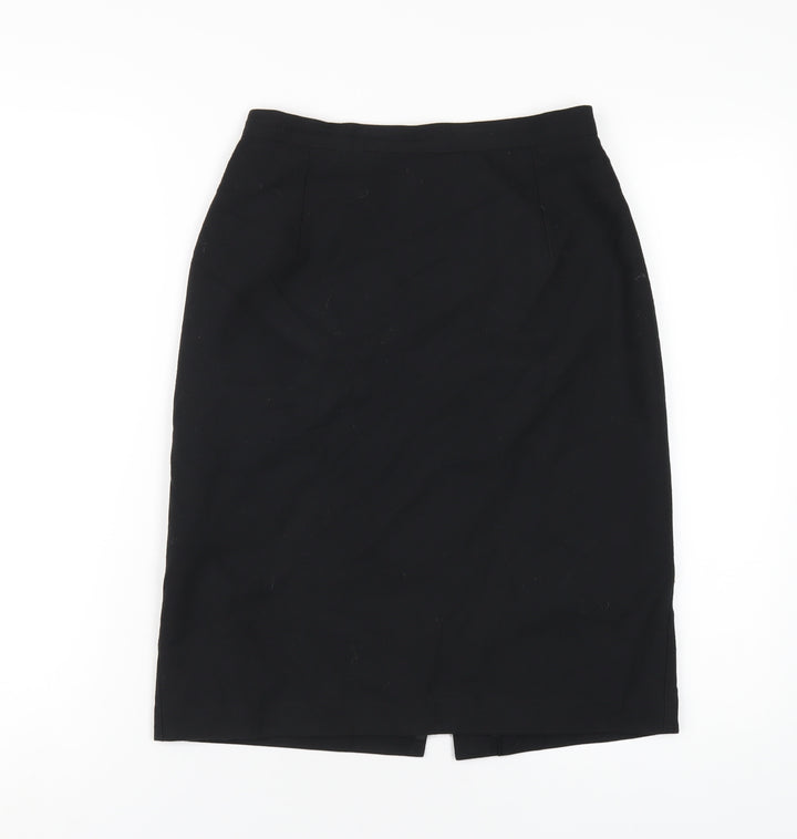 Marks and Spencer Womens Black Polyester Straight & Pencil Skirt Size 10 Zip