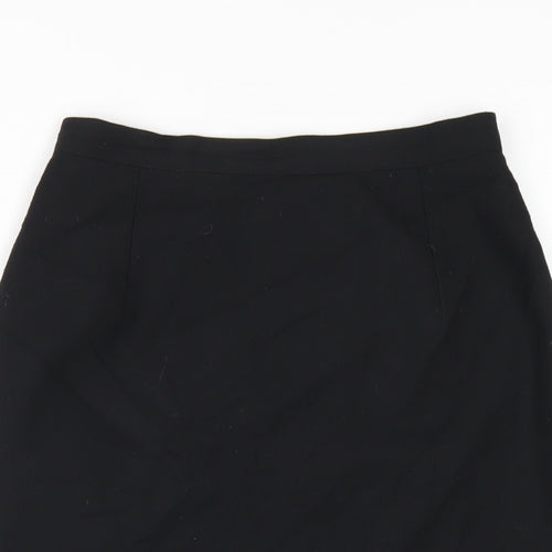 Marks and Spencer Womens Black Polyester Straight & Pencil Skirt Size 10 Zip