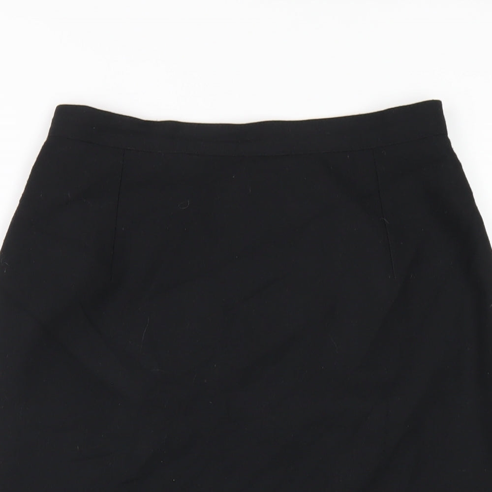 Marks and Spencer Womens Black Polyester Straight & Pencil Skirt Size 10 Zip