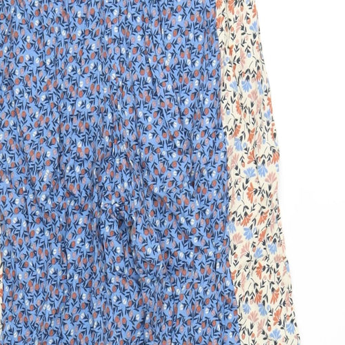 M&Co Womens Blue Floral Viscose Capri Trousers Size 12 L25 in Regular