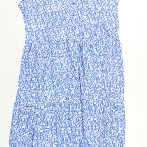 The Edit Womens Blue Floral Polyester A-Line Size L V-Neck Pullover