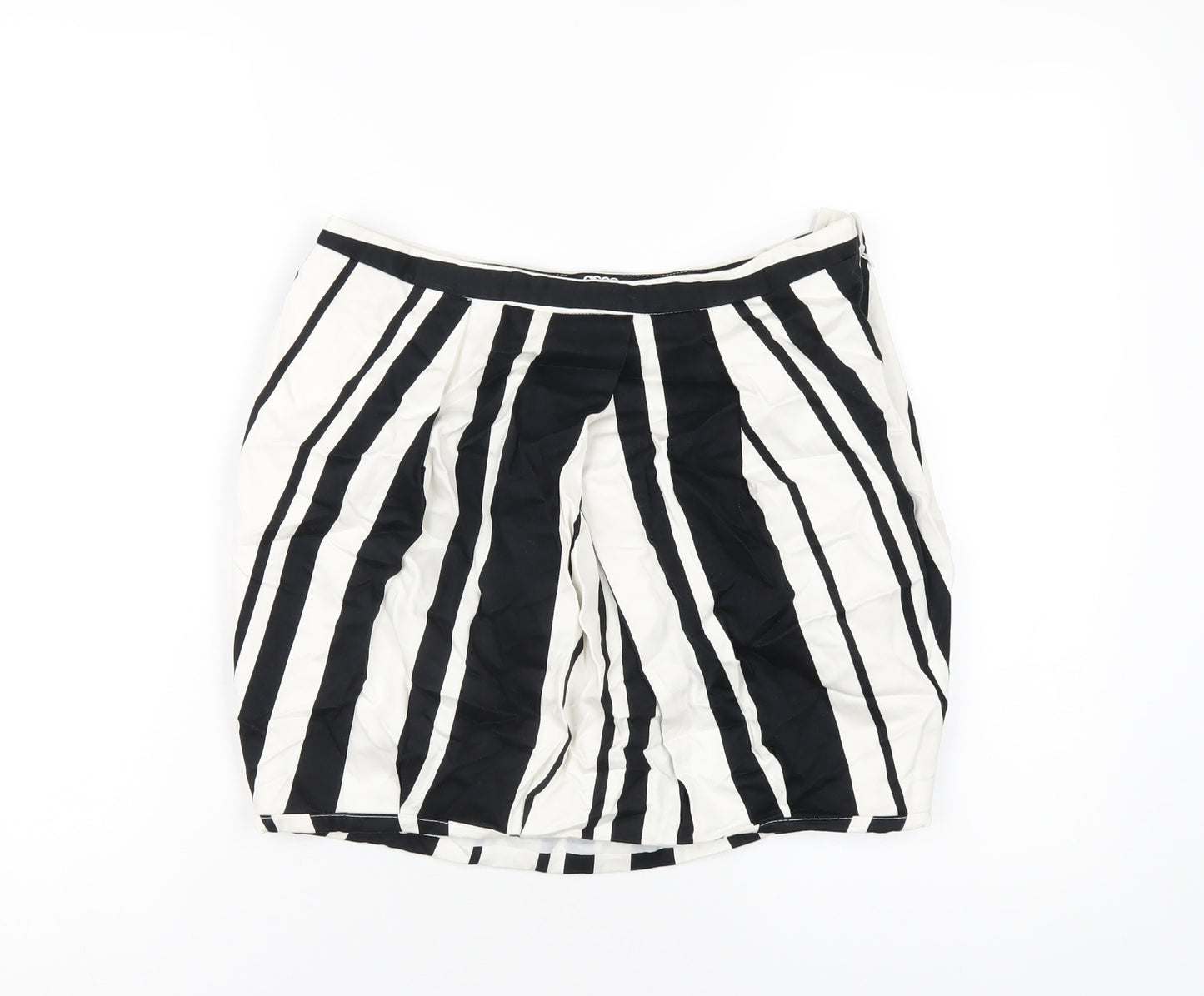 ASOS Womens Black Striped Cotton Mini Skirt Size 12 Zip