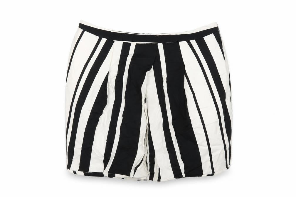 ASOS Womens Black Striped Cotton Mini Skirt Size 12 Zip