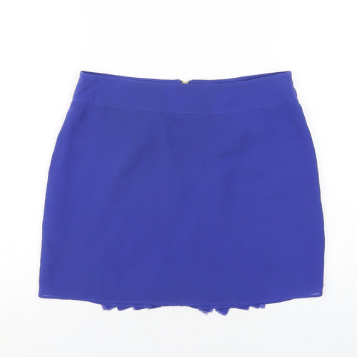 Ted Baker Womens Blue Polyester A-Line Skirt Size 10 Zip