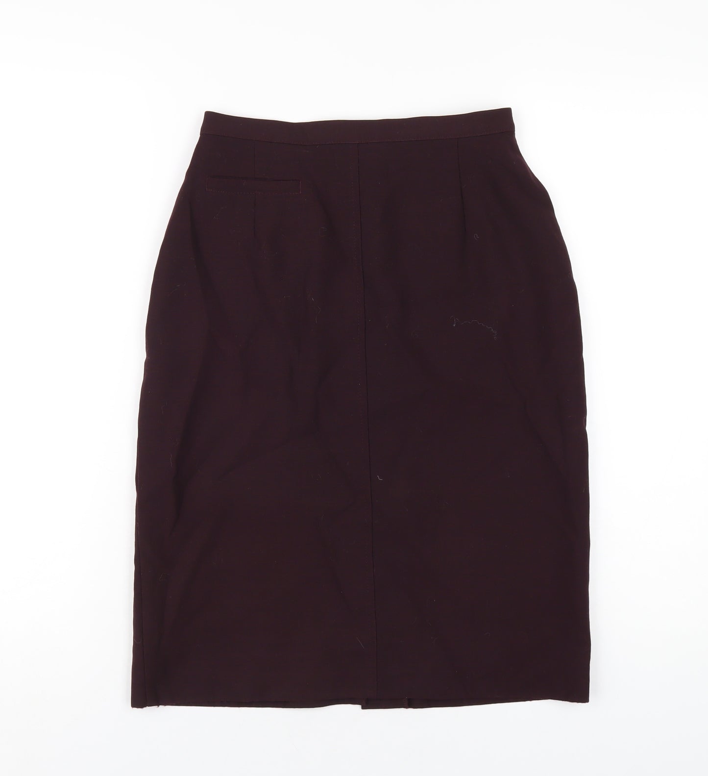 Marks and Spencer Womens Purple Wool Straight & Pencil Skirt Size 8 Zip