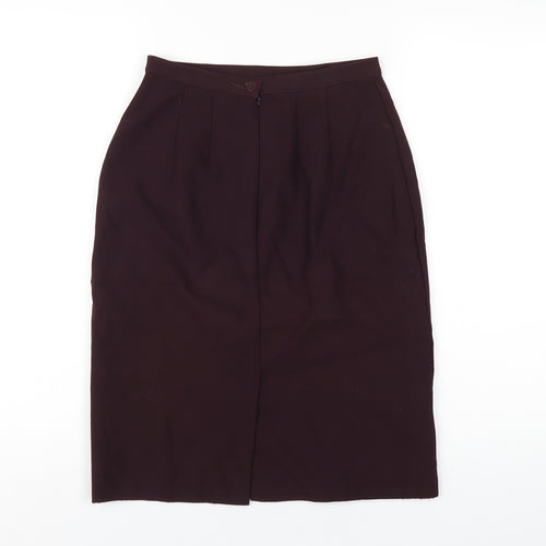 Marks and Spencer Womens Purple Wool Straight & Pencil Skirt Size 8 Zip