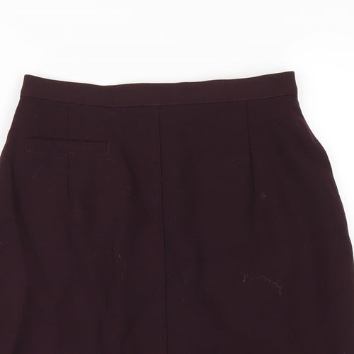 Marks and Spencer Womens Purple Wool Straight & Pencil Skirt Size 8 Zip