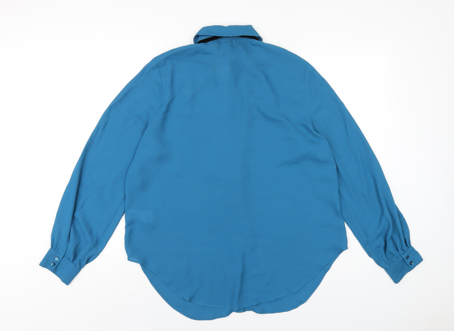 Marks and Spencer Womens Blue Polyester Basic Button-Up Size 16 Collared