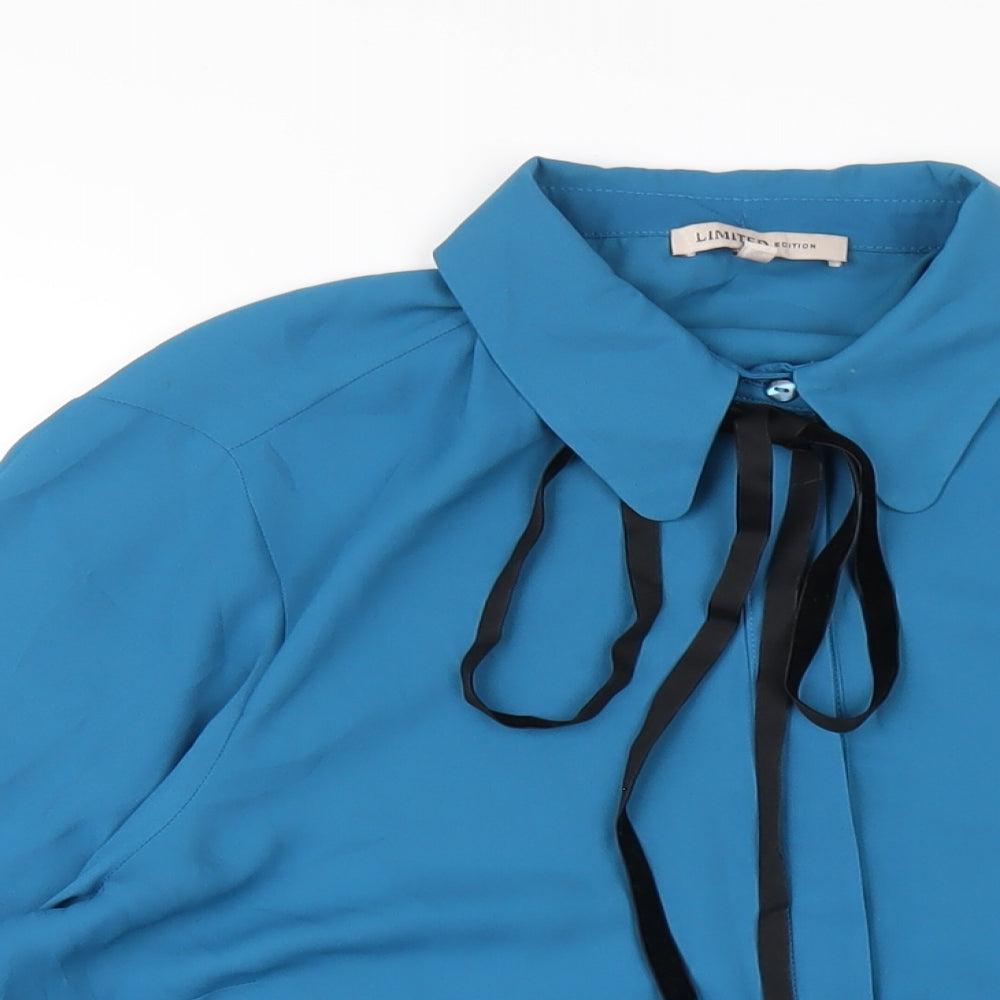 Marks and Spencer Womens Blue Polyester Basic Button-Up Size 16 Collared