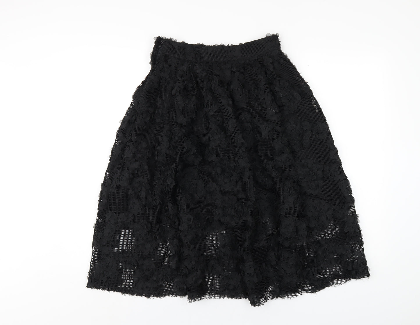 H&M Womens Black Polyester A-Line Skirt Size 6 Zip